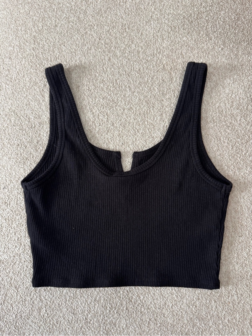 Garage Black Ribbed V-Notch Crop Tank Top - Picture 2 of 2